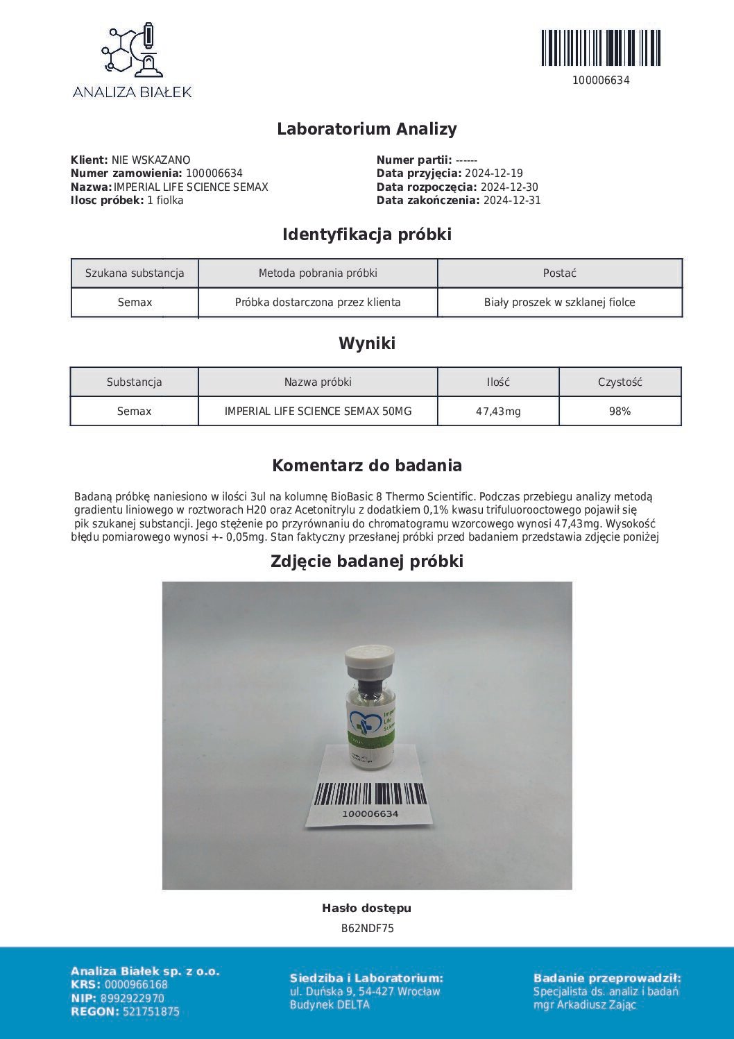 Semax 50mg Imperial life Science - Image 2